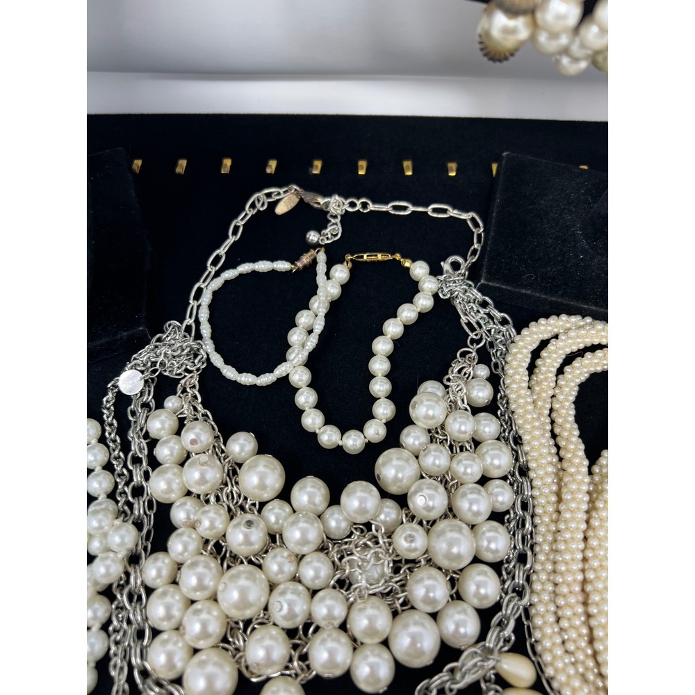 Vintage to Modern Pearl Necklace & Bracelet Gold & Silver Tone Beaded Lot of 30 - Picture 6 of 16